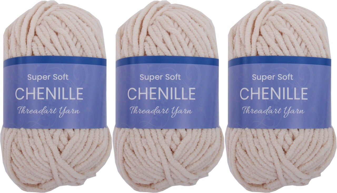 ThreadArt #5 Chenille Yarn for Crocheting, Knitting, Amigurumi, Super Soft Plush Velvet Yarn - 50 Gram 60 yds Fluffy Yarn Skeins